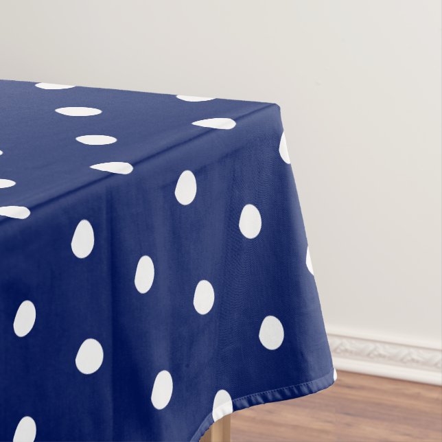 Nappe Polka blanc bleu marine moderne point chic motif (In Situ)
