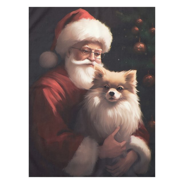 Nappe Poméranien avec Noël Festif du Père Noël (Devant)