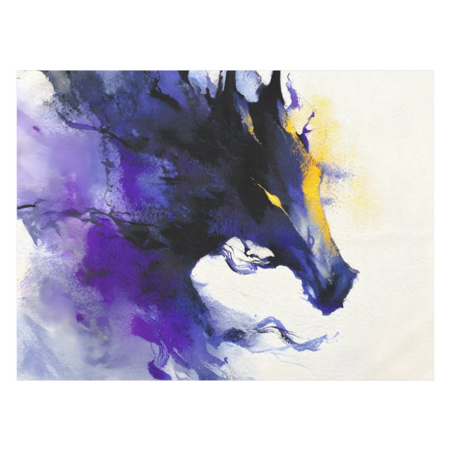 Nappe Portrait abstrait à l'aquarelle d'un cheval noir (Devant (Horizontal))
