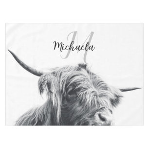 Nappe Portrait de vache Highland premier monogramme noir