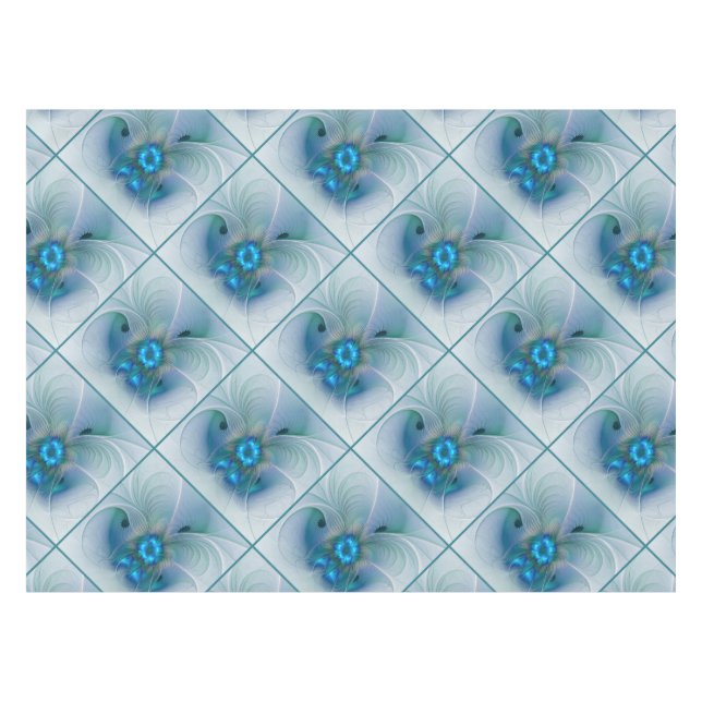 Nappe Position, Abstrait bleu turquoise fractal (Devant (Horizontal))