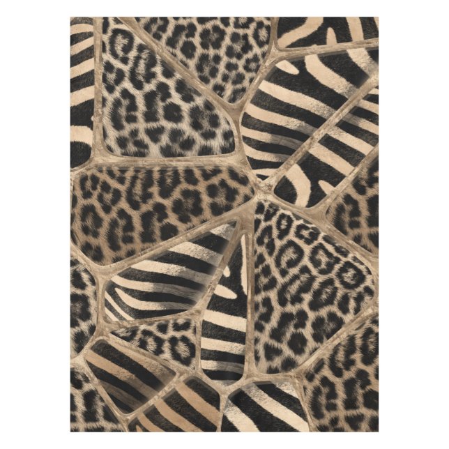 Nappe Poster de animal - Leopard et Zebra - or pastel (Devant)