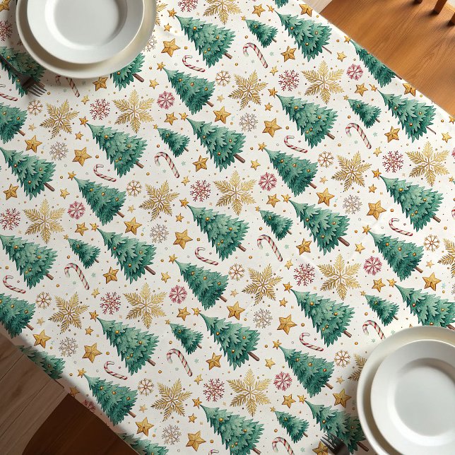 Nappe pour arbres de Noël modernes rouge vert or (Modern Christmas trees tablecloth red green gold

)