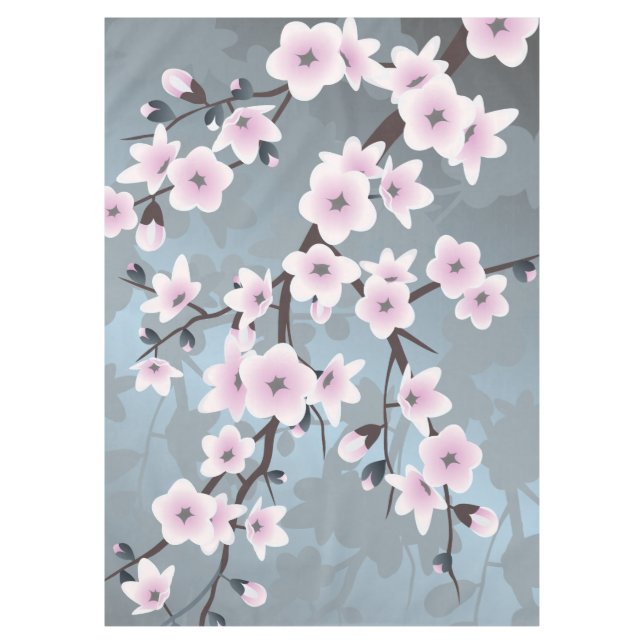 Nappe Poussière de fleur de cerisier rose bleue florale (Devant)