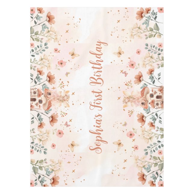 Nappe Premier anniversaire de la fille aux champignons d (Devant)