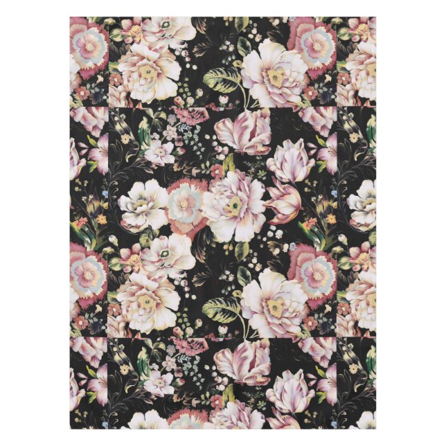 Nappe Preppy bohème pays girly chic noir floral (Devant)