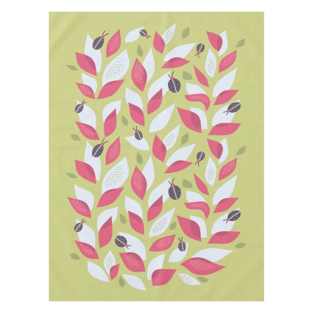 Nappe Printemps Abstrait Feuilles botaniques roses Ladyb (Devant)