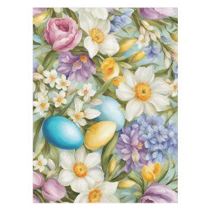 Nappe Printemps. Narcisses, Jacinthes, Tulipes, Œufs de 