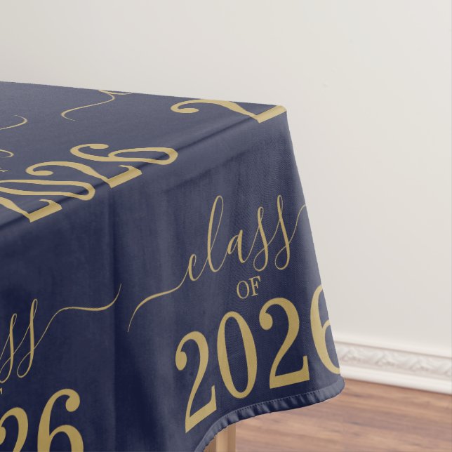Nappe Promotion 2026 Bleu Élégant Écriture Or (In Situ)