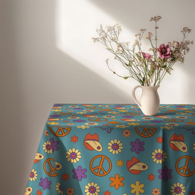 Nappe Psychédélique Rétro Pastel (Psychedelic Tablecloth Retro Pastel Mood Piece)