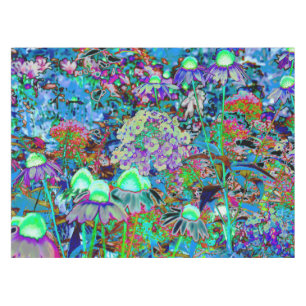 Nappe Purple psychédélique et fleurs de jardin vert citr
