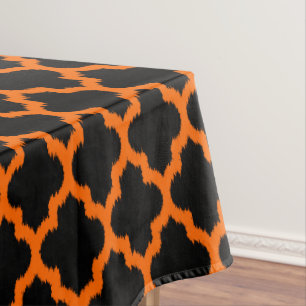 Nappe Quatrefol Marocain Orange Moderne Sur Noir