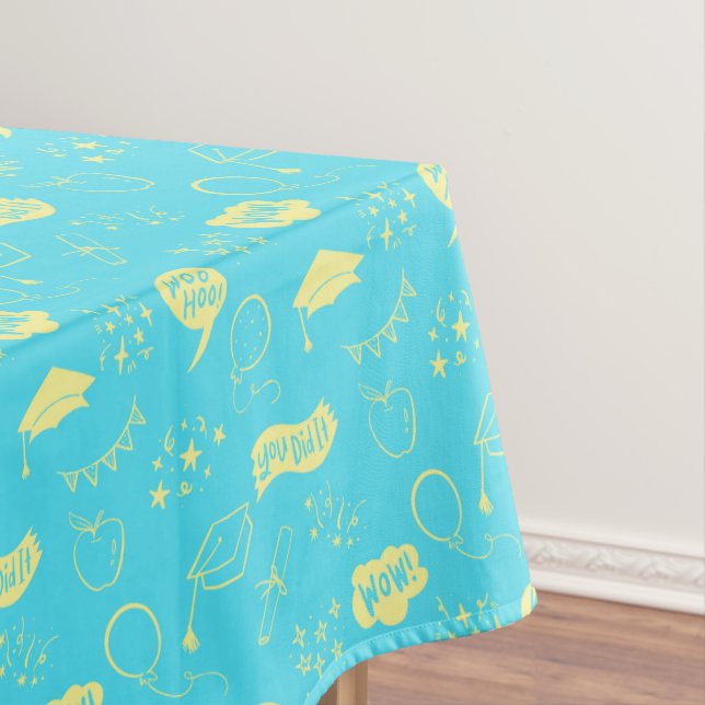 Nappe Quirky Doodle Sky Blue Lime Graduation Party (In Situ)