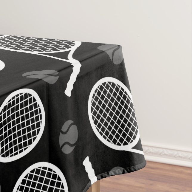 Nappe Raquettes de tennis Balls Black White Motif sporti (In Situ)