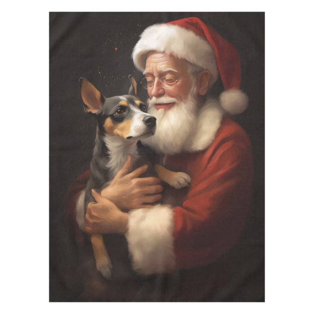 Nappe Rat Terrier Avec Noël Festif Du Père Noël (Devant)