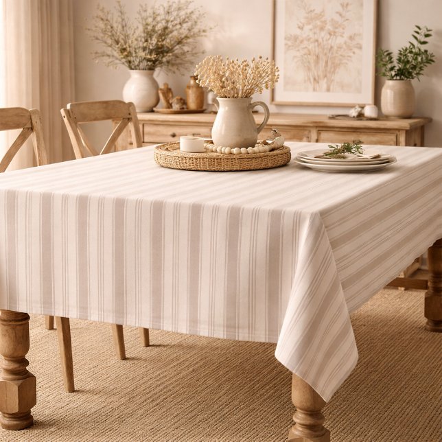 Nappe Rayé Beige & Taupe Maison de Campagne Rustique Neu (Créateur téléchargé)