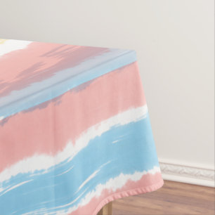 Nappe Rayures aquarelles rose bleu jaune 132 cm x 178 cm