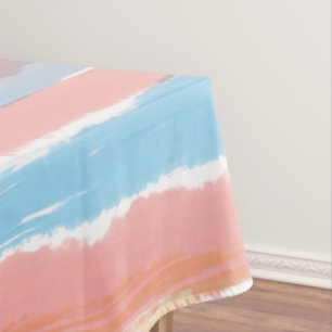 Nappe Rayures aquarelles rose bleu jaune 150 cm x 210 cm