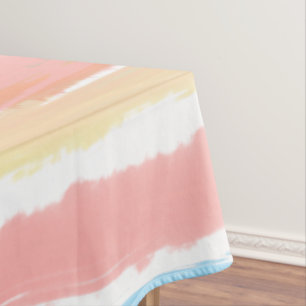 Nappe Rayures aquarelles rose bleu jaune 152 cm x 264 cm