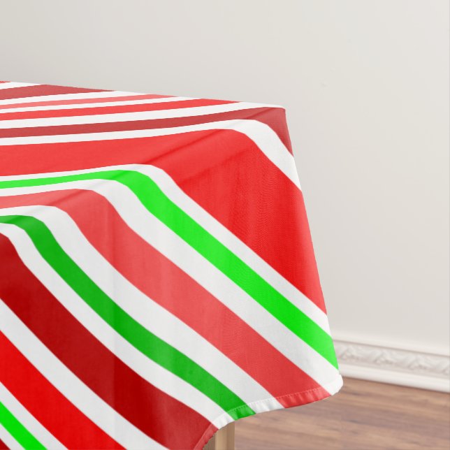 Nappe Rayures de bonbon rouge blanc vert festif diagonal (In Situ)