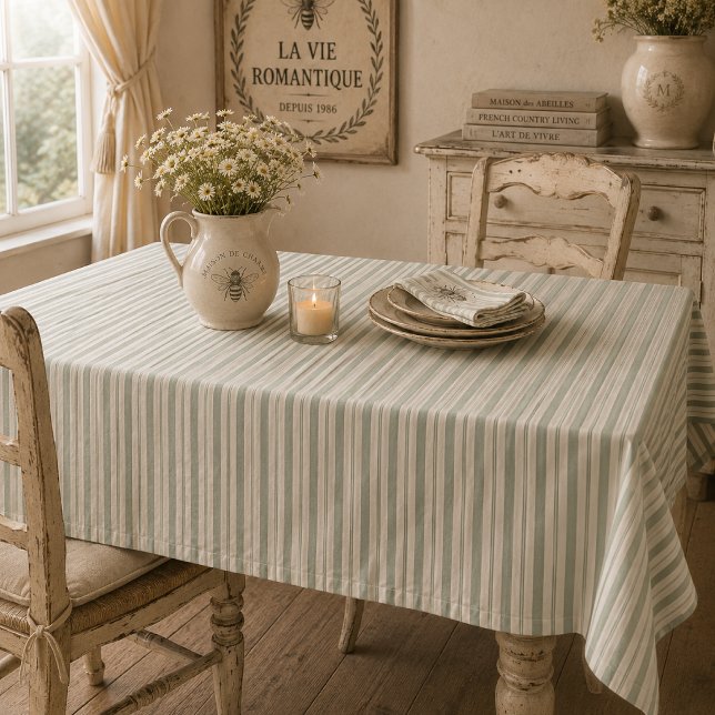 Nappe Rayures de pays français sage assourdi | Rustique  (Créateur téléchargé)