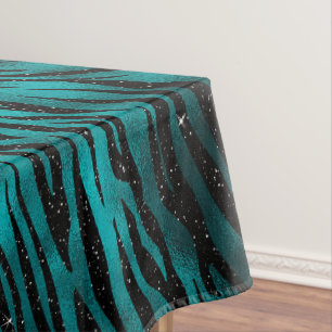 Nappe Rayures de tigre ombrées sarcelle et noir pailleté