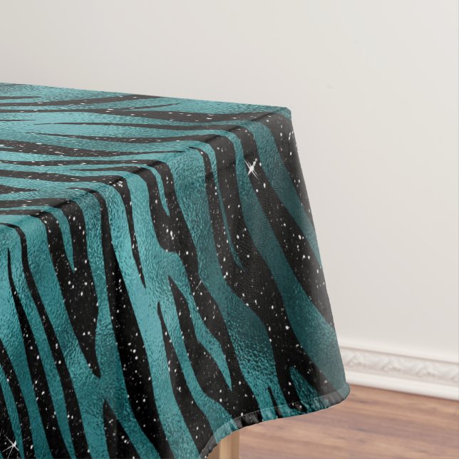 Nappe Rayures de tigre ombrées sarcelle et noir pailleté (In Situ)