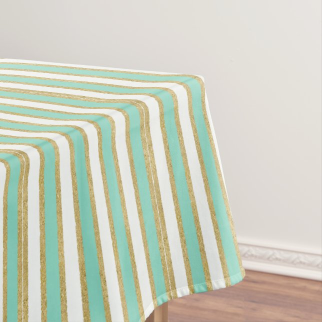 Nappe Rayures dorées et menthe modernes (In Situ)