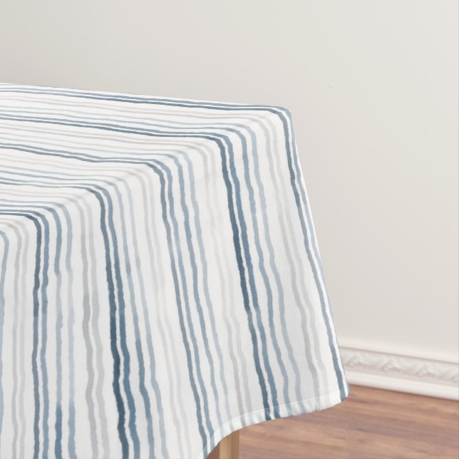 Nappe Rayures fines aquarelles, bleu ardoise, gris, blan (In Situ)