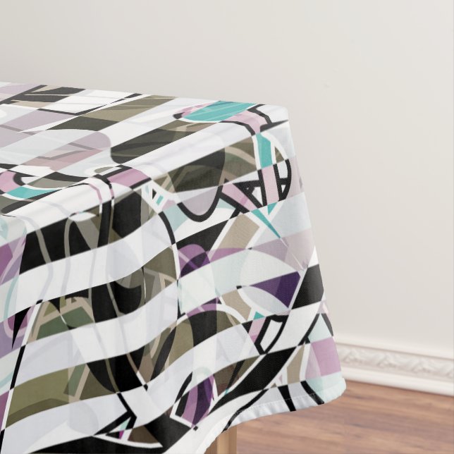 Nappe rayures motif rayées Abstraites beige turquoise p (In Situ)