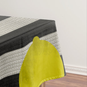 Nappe Rayures noires et blanches citron moderne