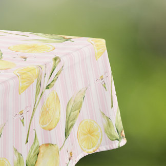 Nappe Rayures roses citron été