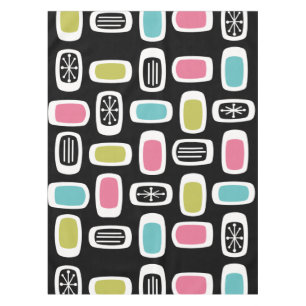 Nappe Rectangles arrondies MCM du milieu du siècle Noir