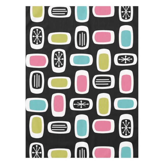 Nappe Rectangles arrondies MCM du milieu du siècle Noir (Devant)