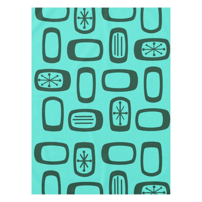 Nappe Rectangles arrondies MCM du milieu du siècle Turqu (Devant)