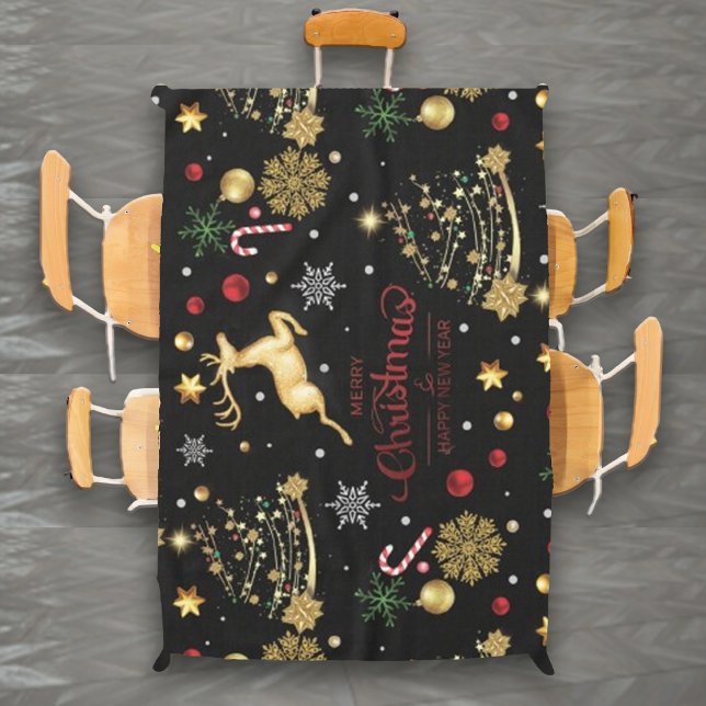 Nappe Red Gold Reindeer Joyeux sapin de Noël (Créateur téléchargé)