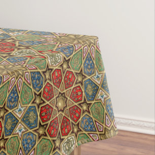 Nappe Red Green Blue Faux Gold Motif d'art arabe