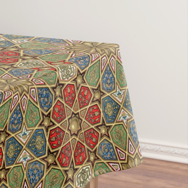 Nappe Red Green Blue Faux Gold Motif d'art arabe (In Situ)