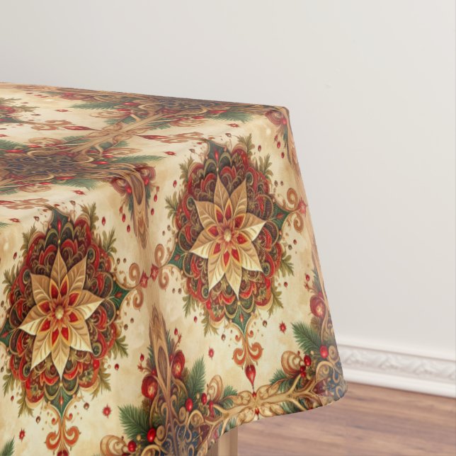Nappe Red Green Decorative Holiday Tablecloth (In Situ)