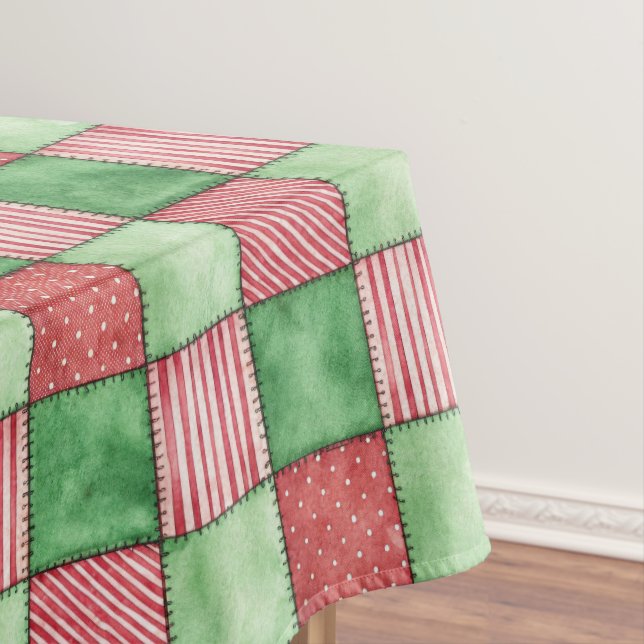 Nappe Red Green Rustic Plaid Patchwork Quilt Look  (In Situ)