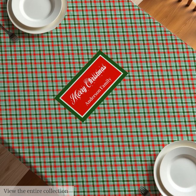 Nappe Red Green Tartan Tablecloth Chic Custom Name Style (Red Green Tartan Tablecloth Chic Custom Name Style)