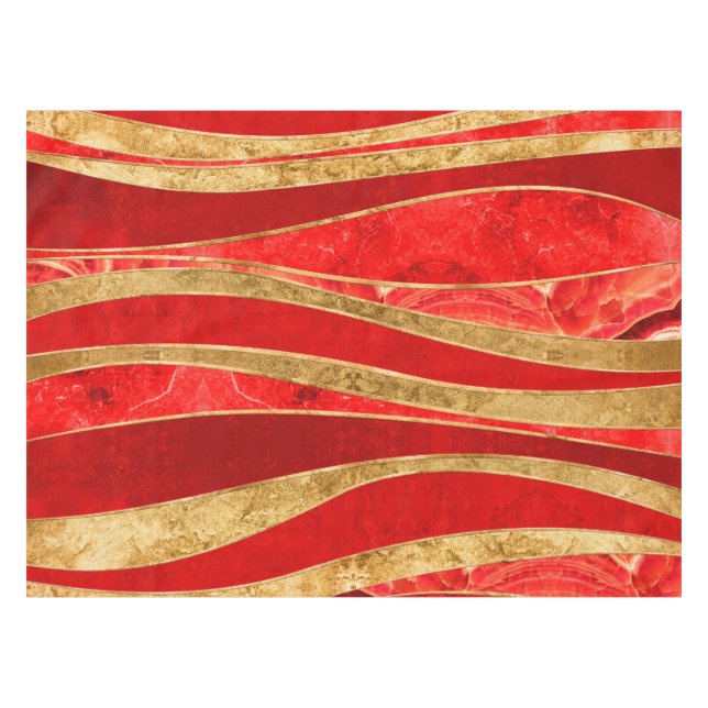 Nappe Red Minerals Gold Métallic Wavy Abstrait (Devant (Horizontal))