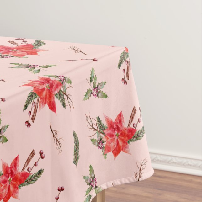 Nappe Red Poinsettia Motif Holiday (In Situ)