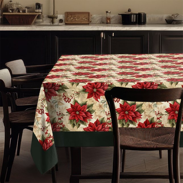 Nappe Red Poinsettia Tablecloth Classic Holiday Decor (Red Poinsettia Tablecloth Classic Holiday Decor)