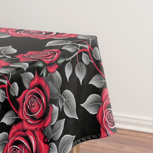 Nappe Red Roses On A Black Background (In Situ)