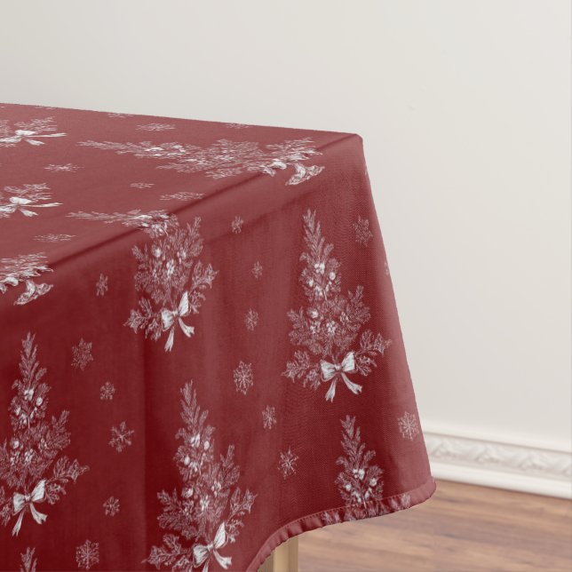 Nappe Red Toile De Jouy Coquette Christmas Foliage (In Situ)