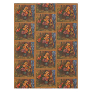 Nappe Renoir Roses Impressionnistes dans un Vase Turquoi