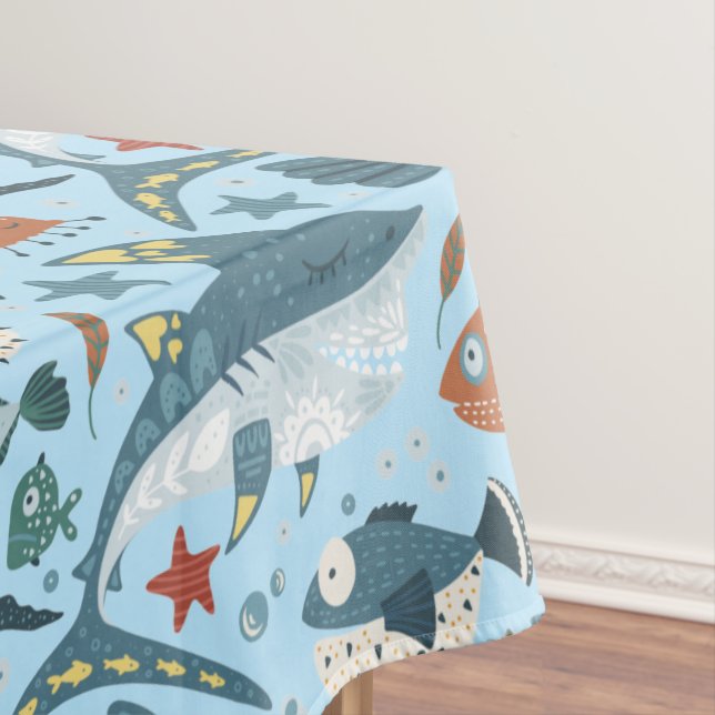 Nappe Requin Bleu Mer Océan Poissons Animaux Thème Boy P (In Situ)