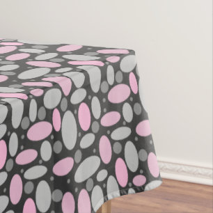 Nappe rétro, années soixante, pois, gris et rose, polka