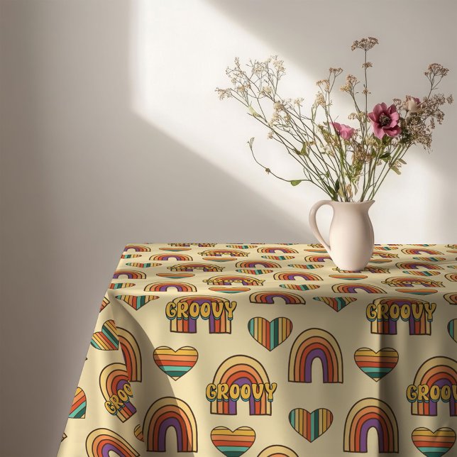 Nappe Rétro Arc-en-Ciel Années 60 Pastel Table Joi (Retro Rainbow Tablecloth 60s Pastel Table Joy)
